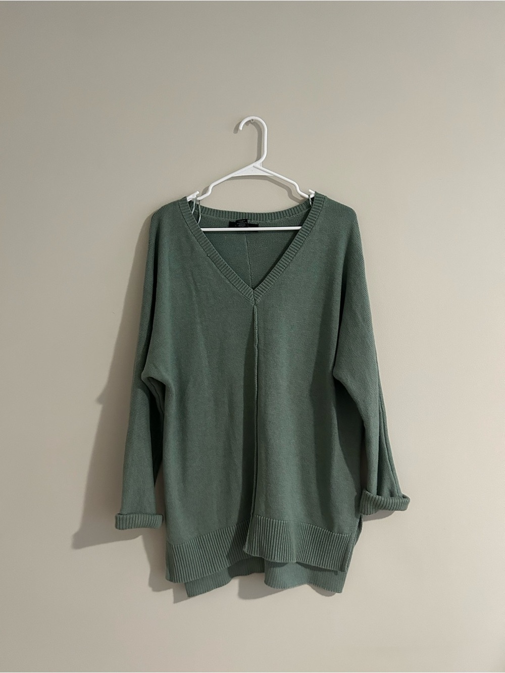 Tahari Relaxed V-Neck Sweater in Sage